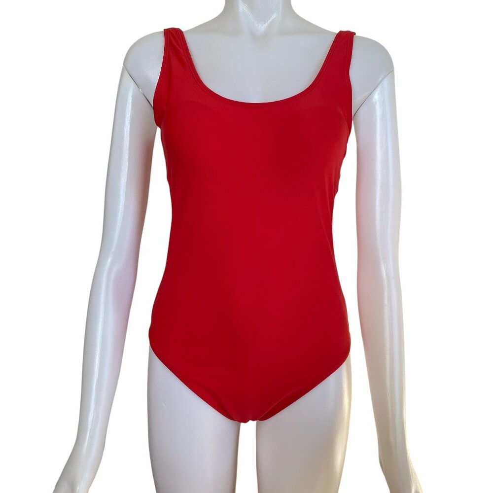 Nicole Miller women's size medium red one piece scoop back tank style swimsuit